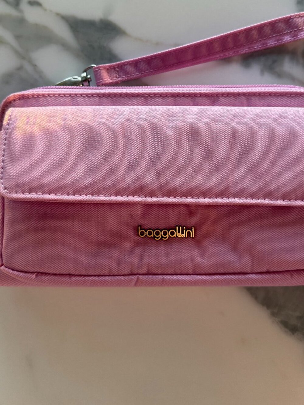 Baggallini Rfid Phone Wallet Crossbody Hibiscus Pink